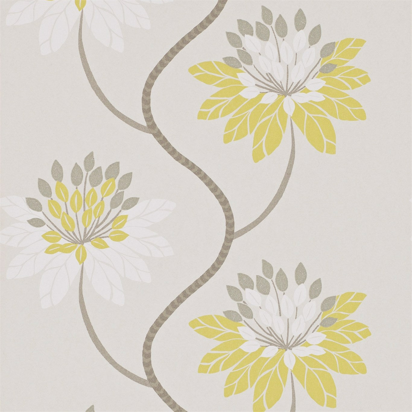 HARLEQUIN OUTLET Eloise Wallpaper Contemporary Floral Chartreuse,Warm Grey   - HWHI111190