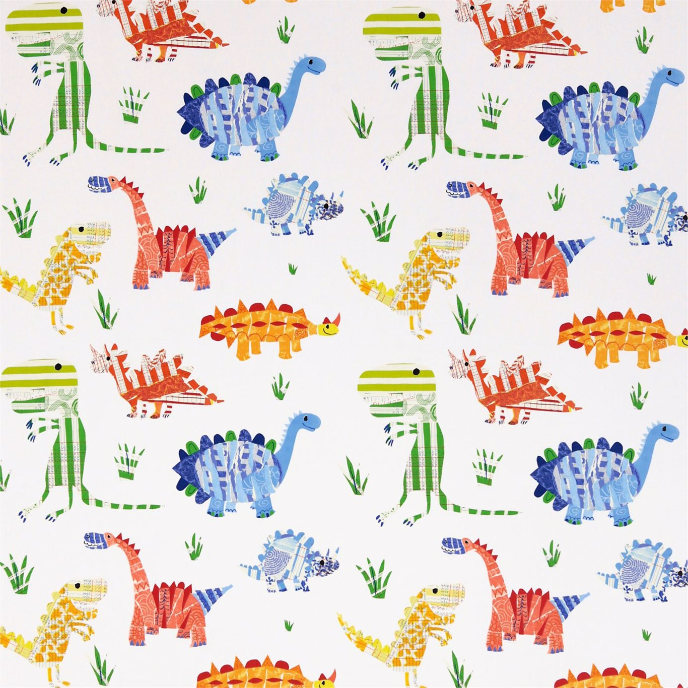 HARLEQUIN Jolly Jurassic Fabric Kids Aqua,Tangerine,Apple   - HWO03229