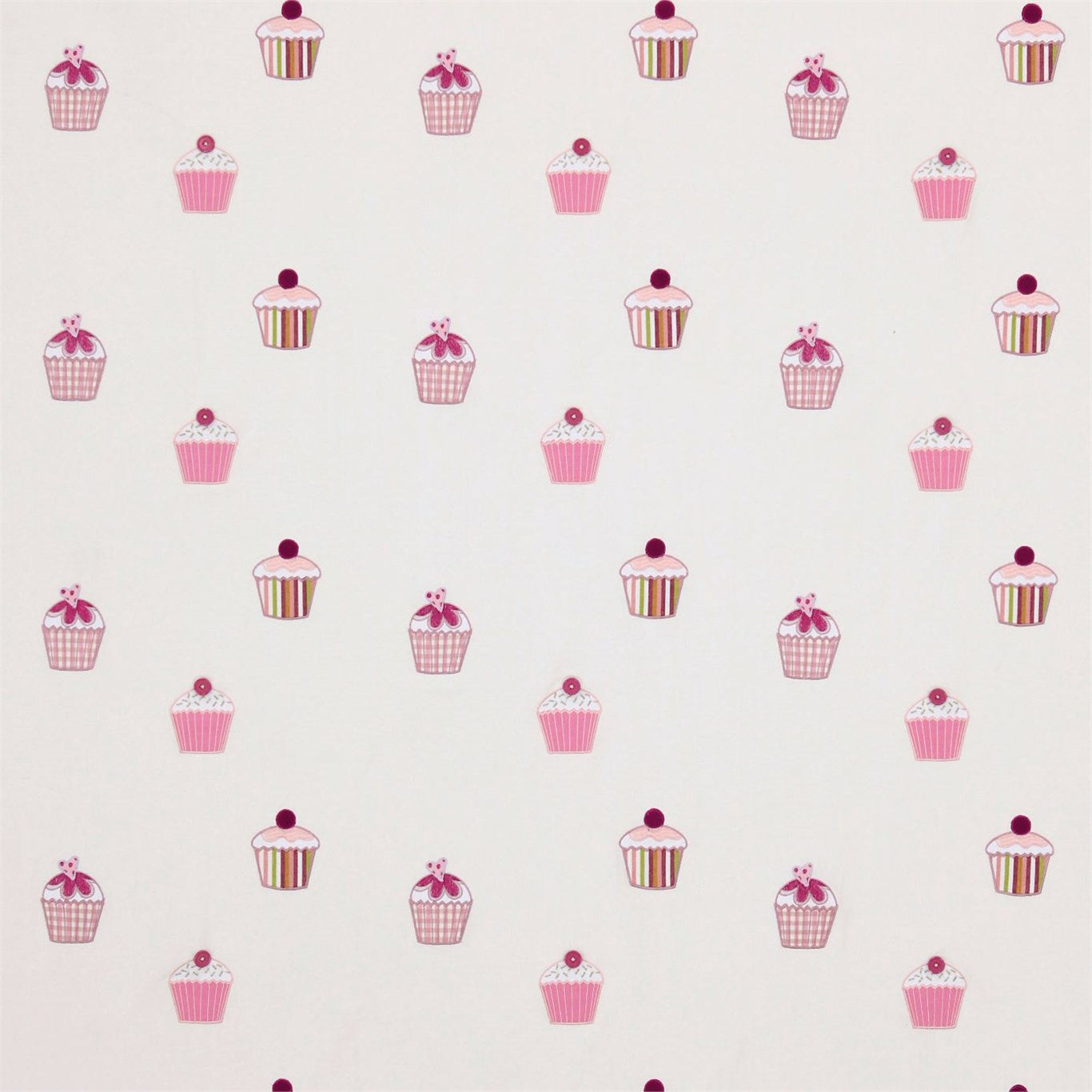 HARLEQUIN Cupcakes Fabric Kids Pink on Cream   - HWO03263