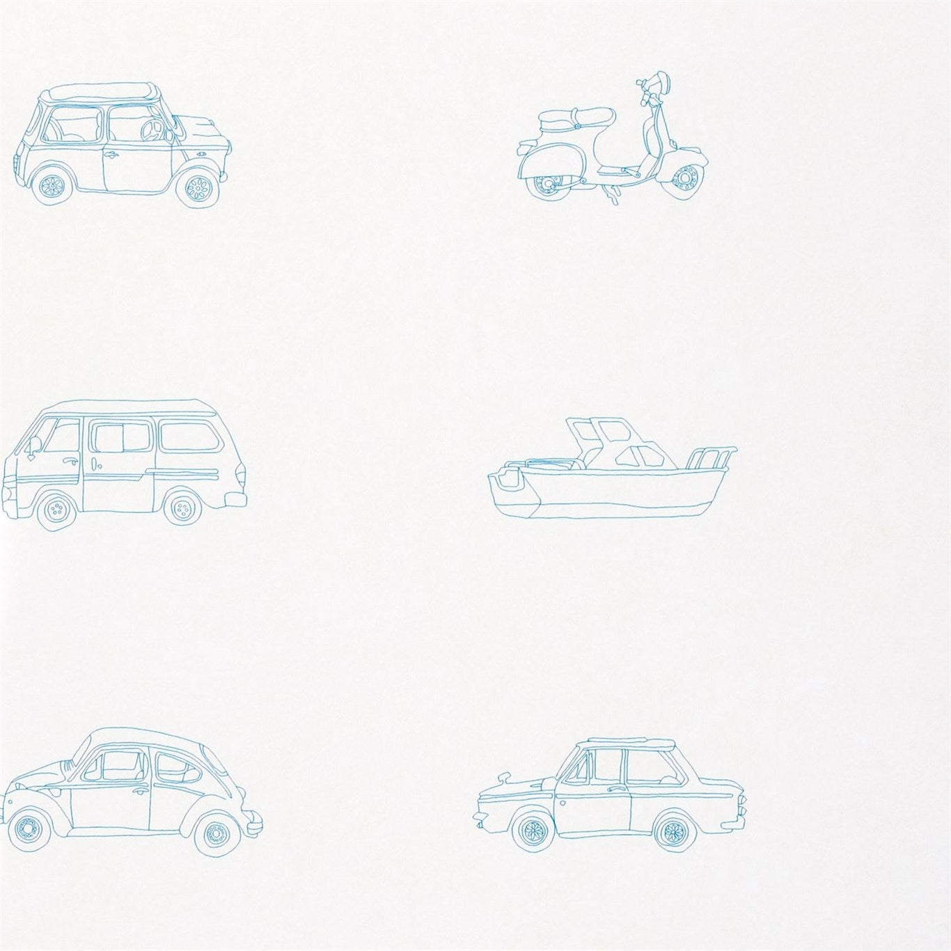 HARLEQUIN Go Go Retro Wallpaper Kids Aqua and White  Gravure Printed Wallpaper - HWO70504