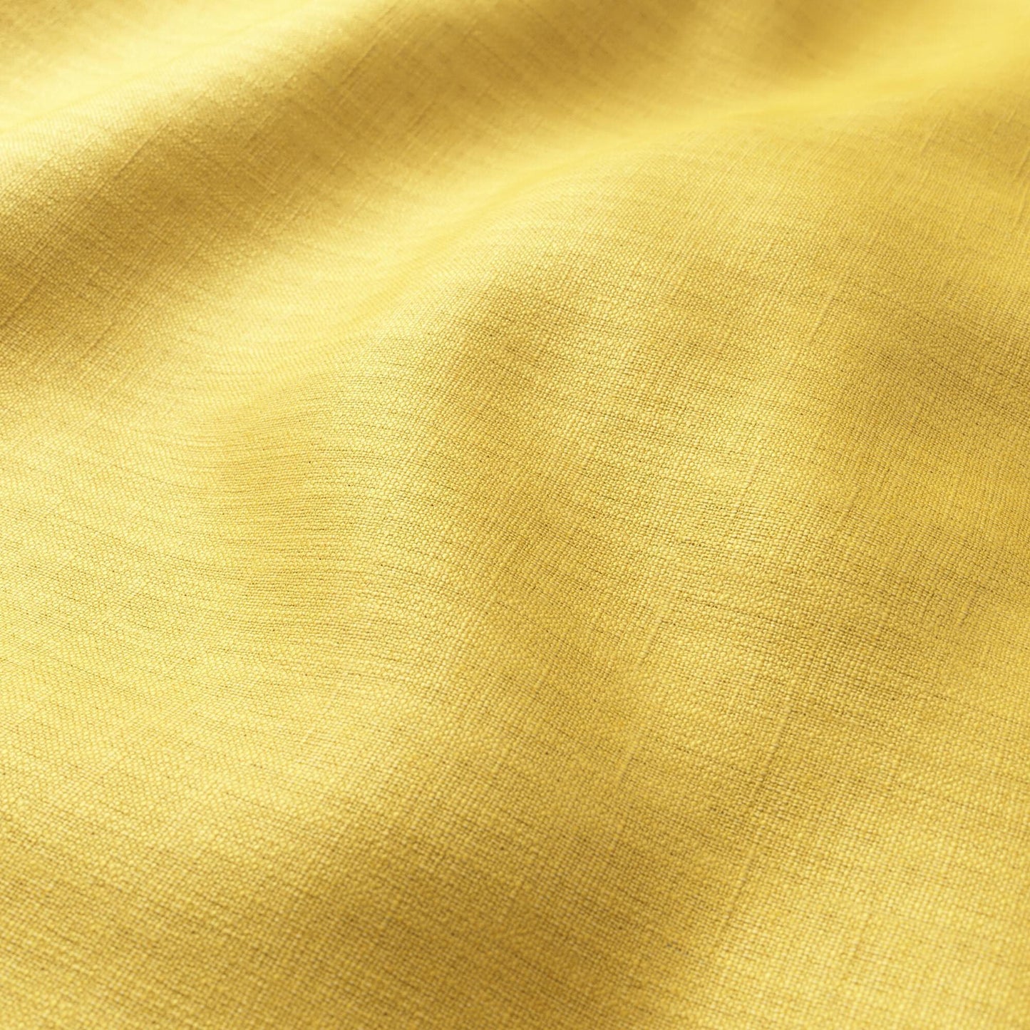 Bright yellow linen-like fabric with soft drape and subtle weave texture.