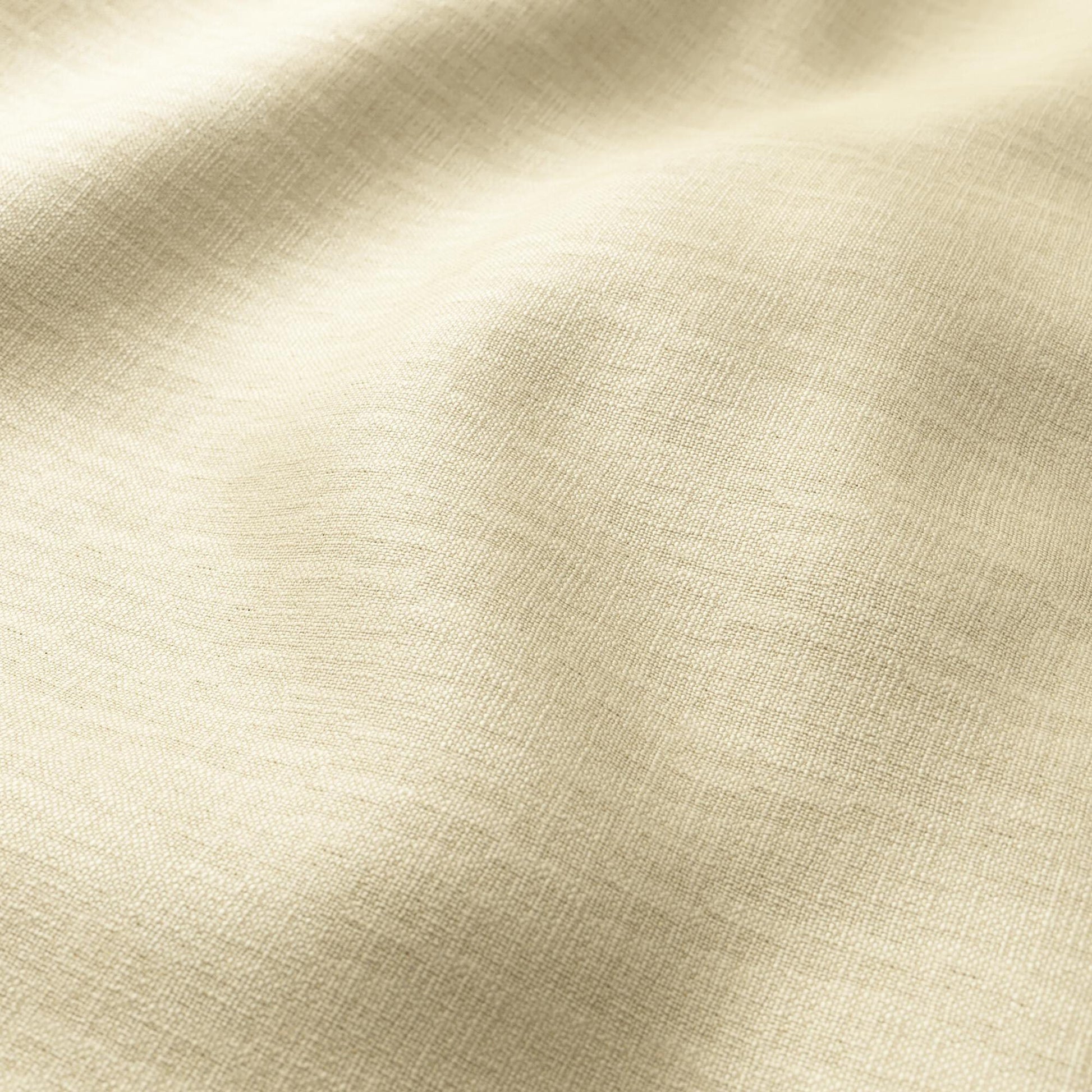 Beige linen-textured plain-woven fabric with soft drape.