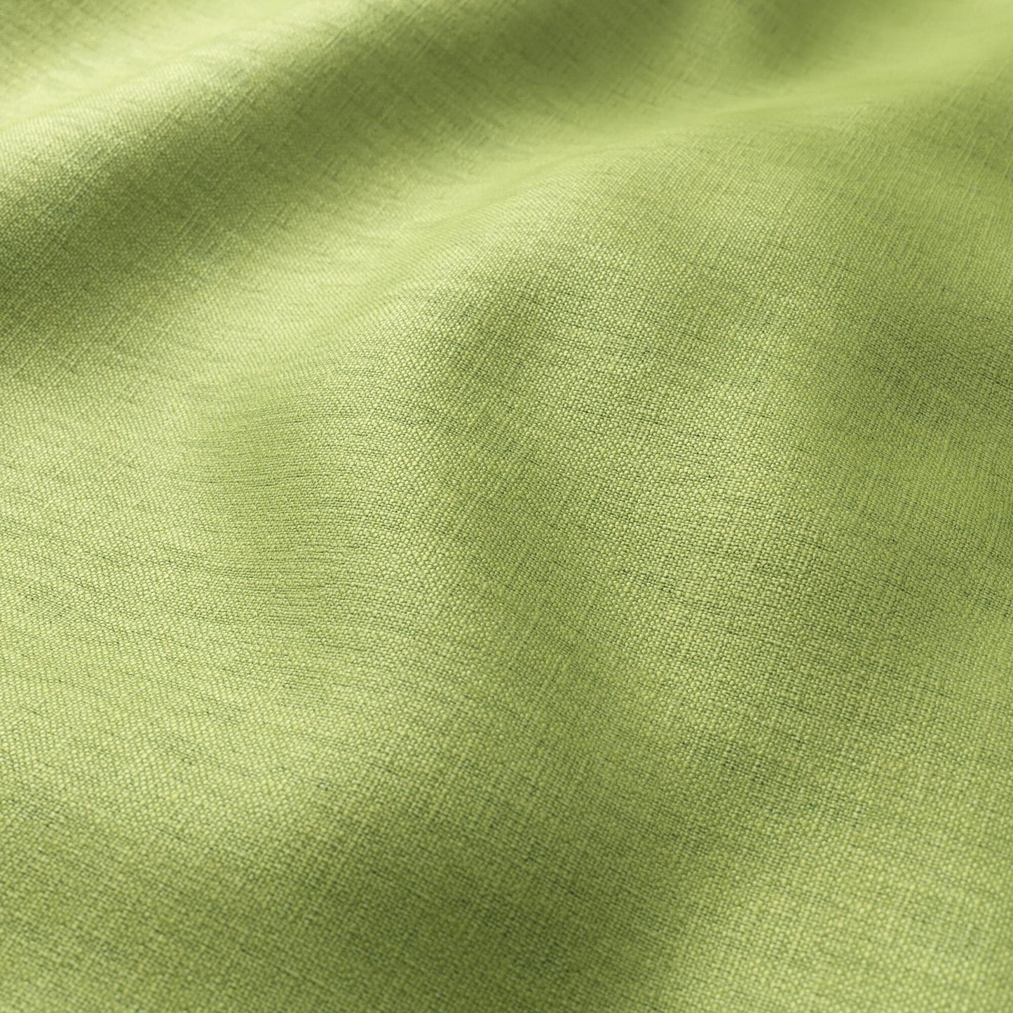 Lime-green textured linen-blend fabric swatch with soft drape.