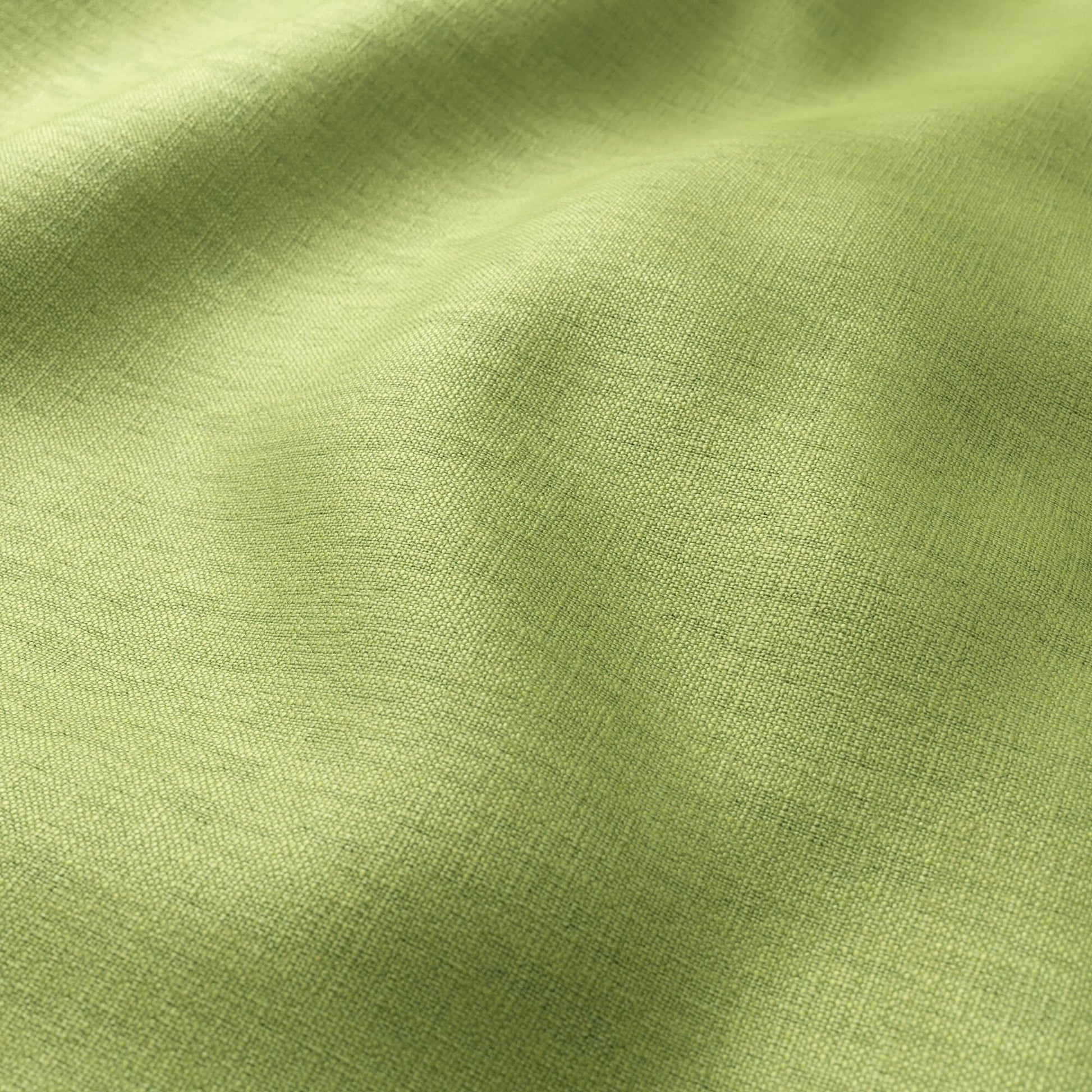 Lime-green textured linen-blend fabric swatch with soft drape.