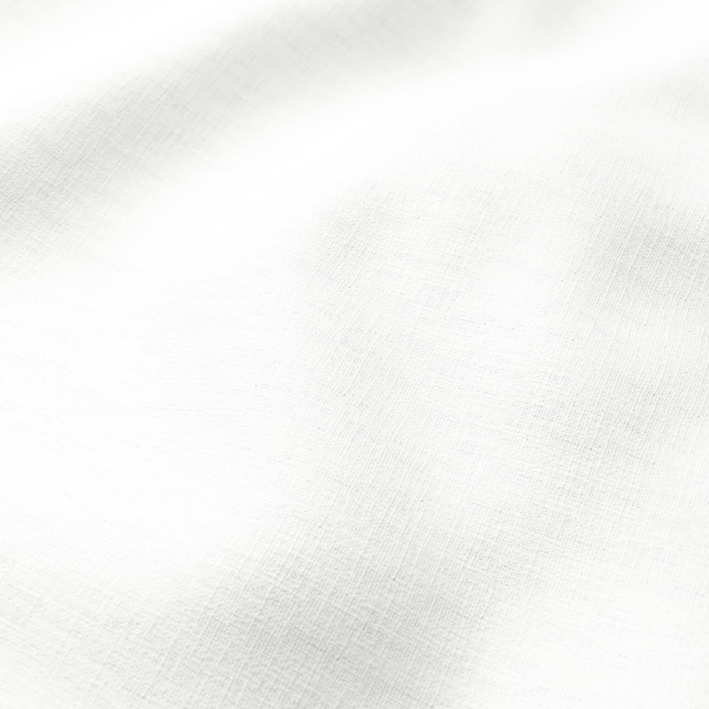 White linen-textured woven fabric with a subtle weave and soft drape; lightweight and breathable.