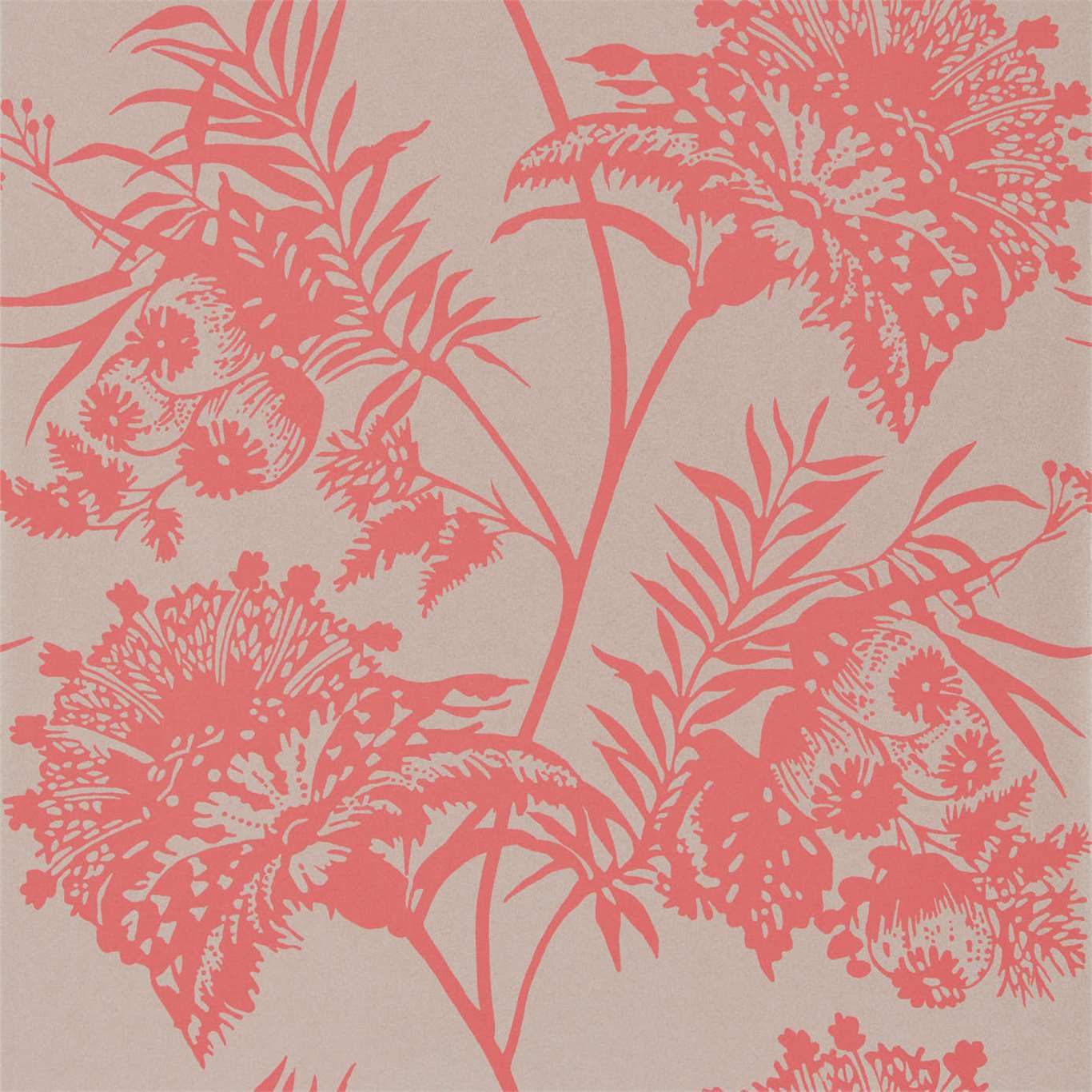 HARLEQUIN Bavero  Wallpaper Contemporary, Floral Coral  Gravure - Wide Width Printed Wallpaper - HZAP111766