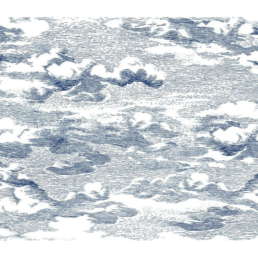 Harry & Grace Harry & Grace Peel and Stick Clouds Illustration Contemporary Blue Semi-Gloss Sidewall - HG11202