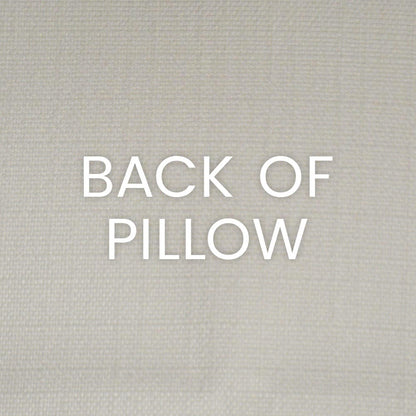 Back of ivory textured pillow with white 'BACK OF PILLOW' text on beige fabric.