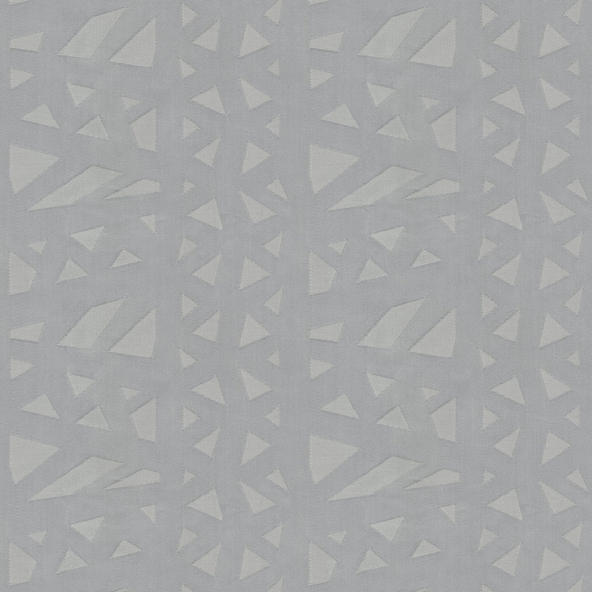 Light gray fabric with scattered pale white triangle geometric pattern; modern abstract textile for decor.