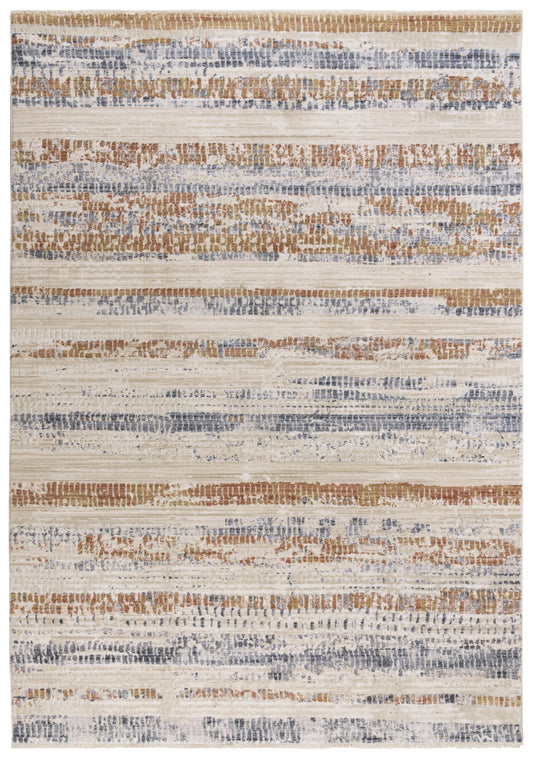 Rectangular transitional-style rug, 5' x 8'.