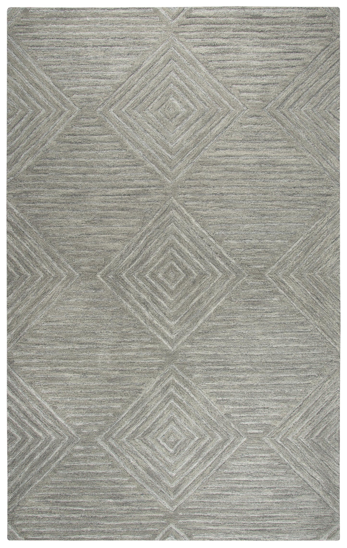 5x8 gray hand tufted wool area rug with geometric pattern, modern neutral rug for living room and bedroom, soft durable 100% wool rug with canvas backing, contemporary minimalist home decor rug, high-quality textured rug for stylish interiors
