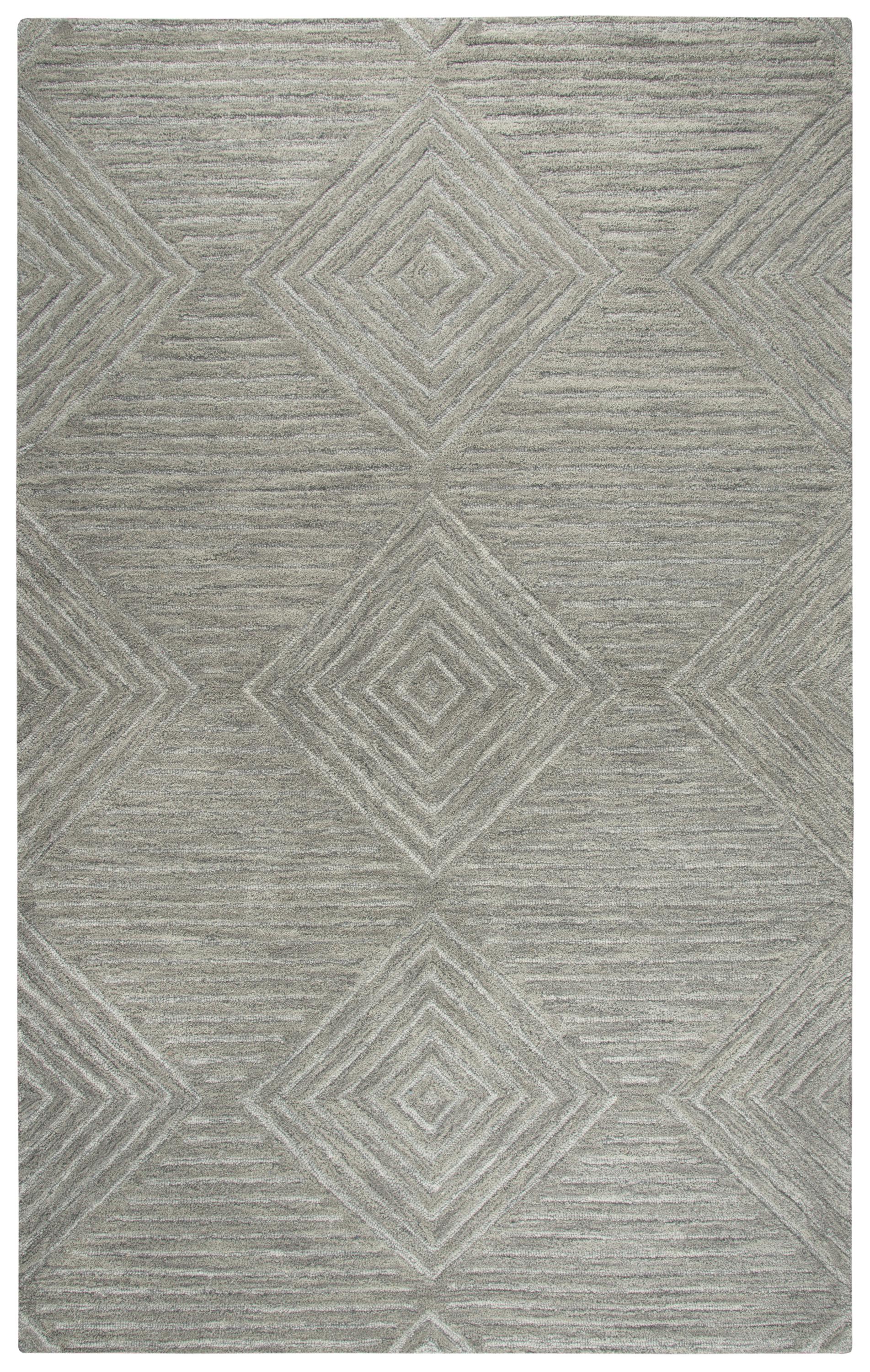 5x8 gray hand tufted wool area rug with geometric pattern, modern neutral rug for living room and bedroom, soft durable 100% wool rug with canvas backing, contemporary minimalist home decor rug, high-quality textured rug for stylish interiors