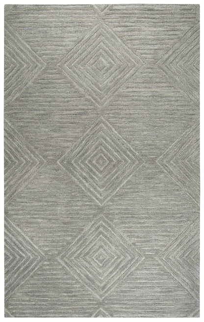 5x8 gray hand tufted wool area rug with geometric pattern, modern neutral rug for living room and bedroom, soft durable 100% wool rug with canvas backing, contemporary minimalist home decor rug, high-quality textured rug for stylish interiors