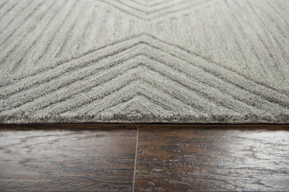 5x8 gray hand tufted wool area rug with geometric pattern, modern neutral rug for living room and bedroom, soft durable 100% wool rug with canvas backing, contemporary minimalist home decor rug, high-quality textured rug for stylish interiors