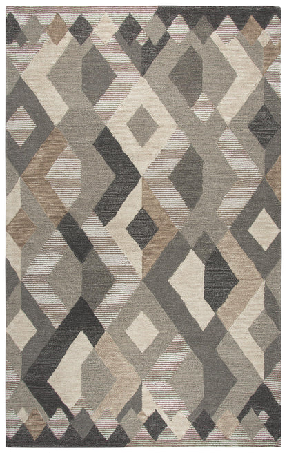 Rug on floor, 5' x 8', modern style.