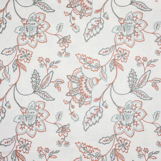 STOUT TEXTILES  MULTIPURPOSE,EMBROIDERIES TRADITIONAL, FLORAL TERRACOTTA   - ILLI-3