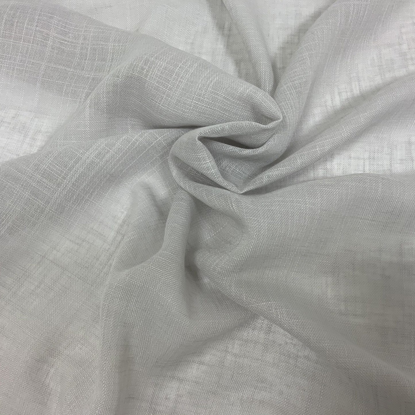 Light gray plain fabric with a subtle linen-like texture, softly twisted in the center.