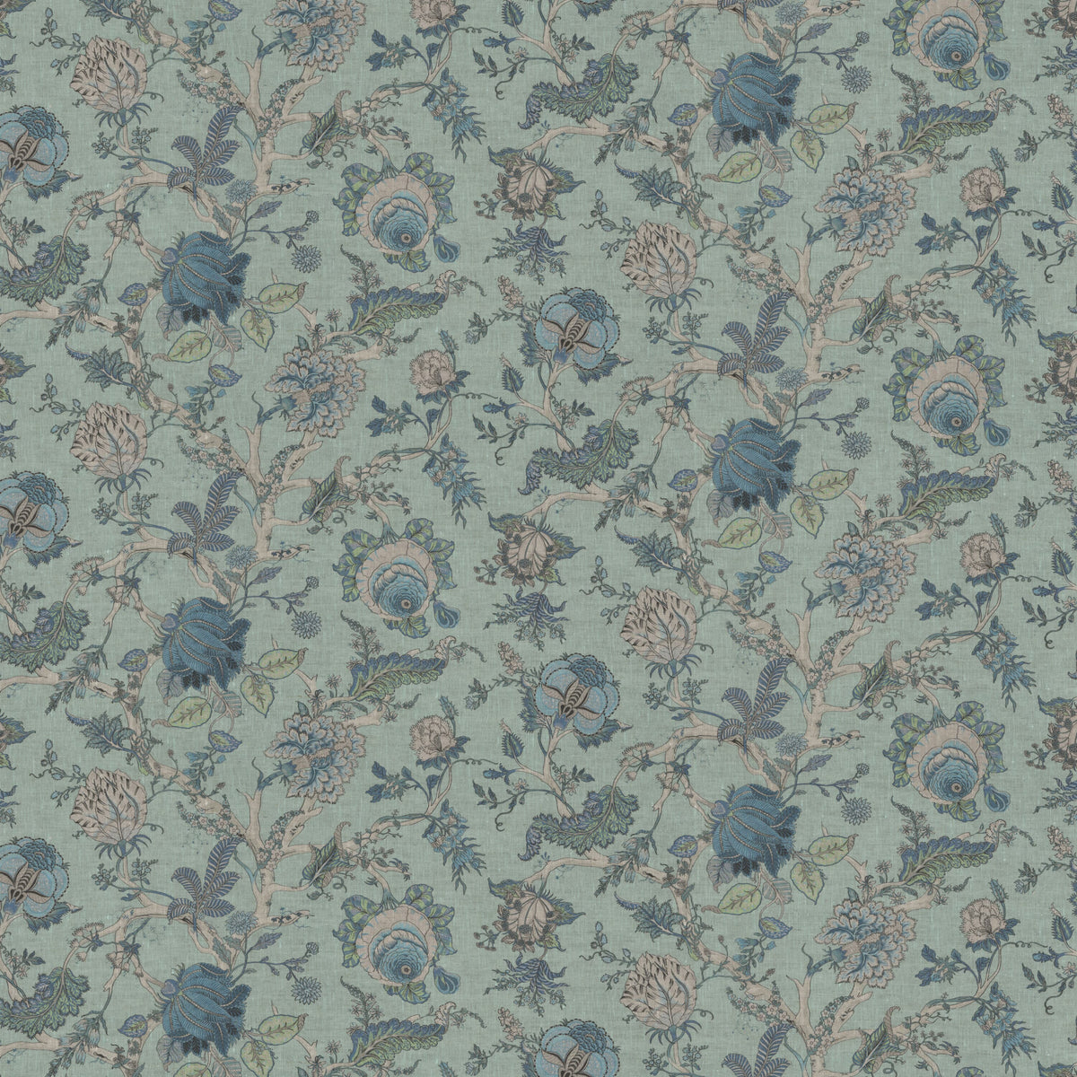 STOUT TEXTILES  MULTIPURPOSE,PRINT TRANSITIONAL,, FLORAL TURQUOISE   - INGH-1
