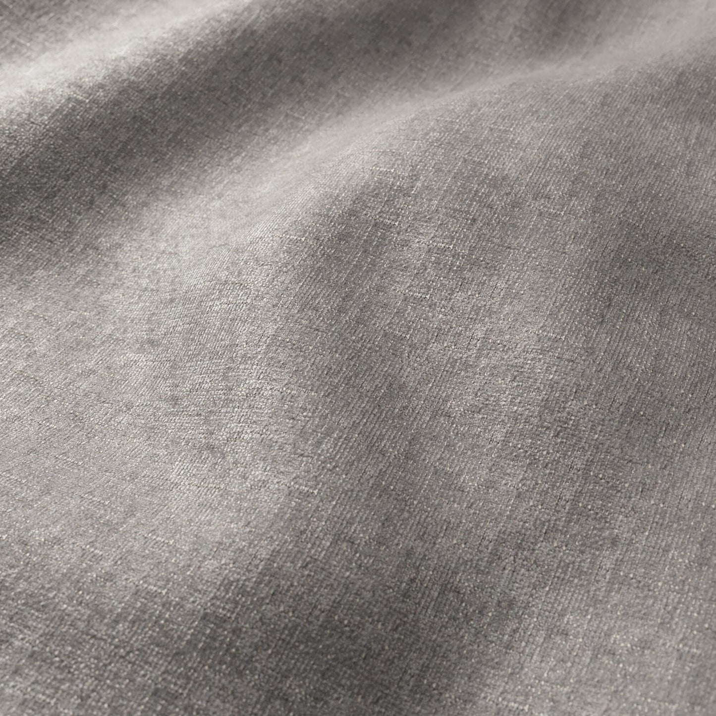 Plain grey chenille fabric with soft drape and plush texture.