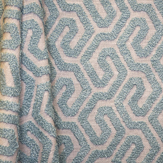 JF Fabrics INTERVAL 63 Fabric Geometric, Transitional Blue, Cyan  Embroidery - 9013063 J9161