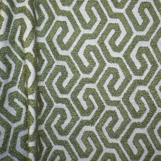 JF Fabrics INTERVAL 74 Fabric Geometric, Transitional Green  Embroidery - 9013074 J9161