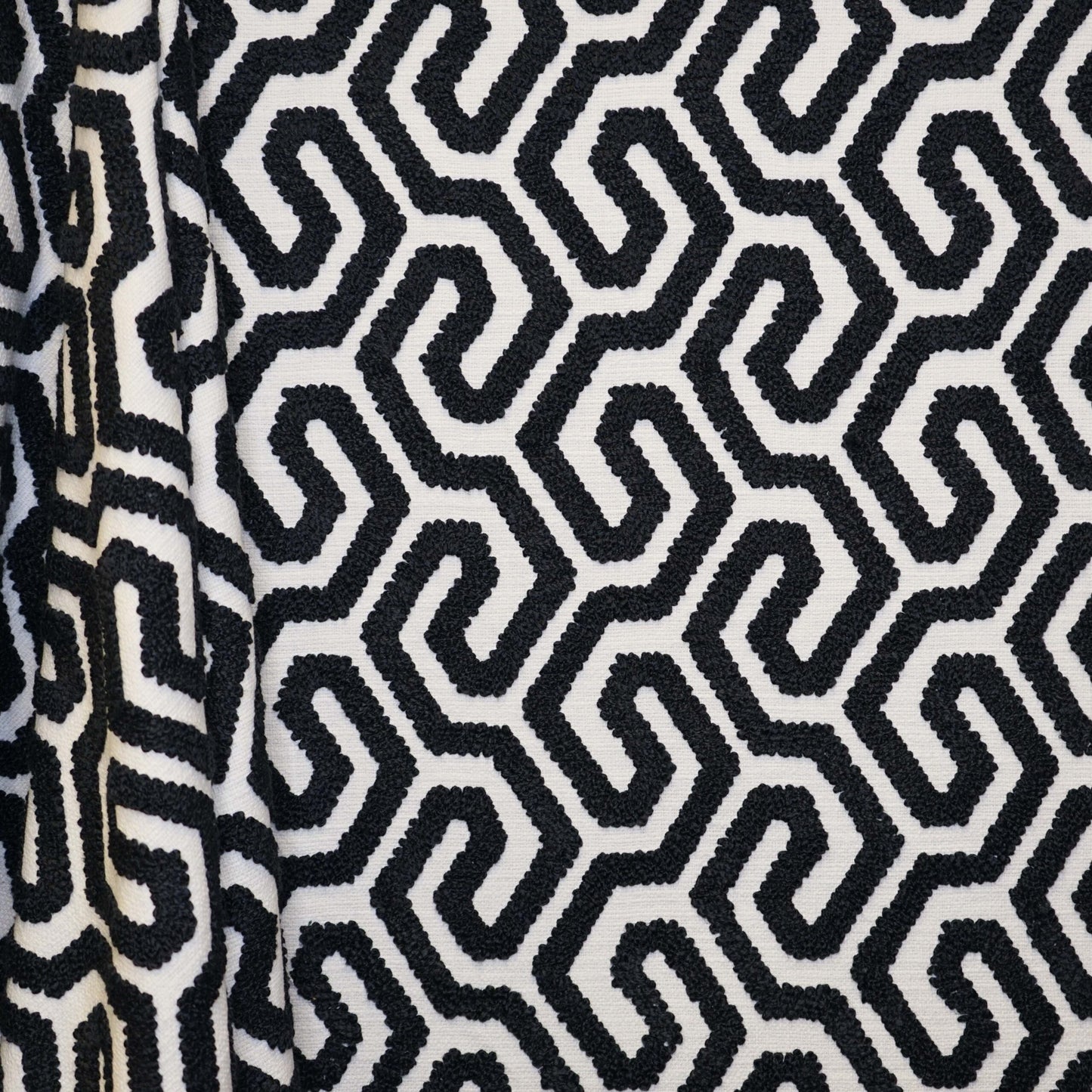 JF Fabrics INTERVAL 99 Fabric Geometric, Transitional Black  Embroidery - 9013099 J9161