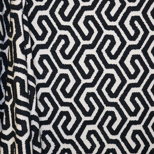 JF Fabrics INTERVAL 99 Fabric Geometric, Transitional Black  Embroidery - 9013099 J9161