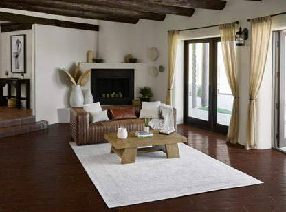 Isabella 9' x 12' rug in a living room setting, with a wooden coffee table and a fireplace visible.