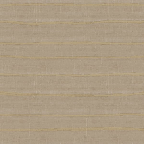 Beige textured wallpaper with subtle horizontal gold stripes and woven texture.