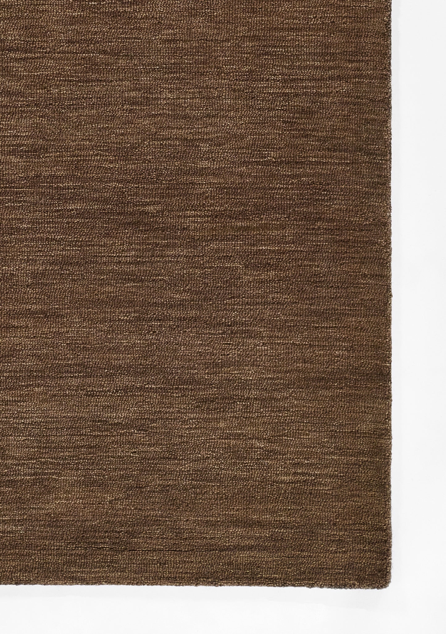 Brown textured rug with subtle weave, rectangular shape in earthy tones for living spaces.