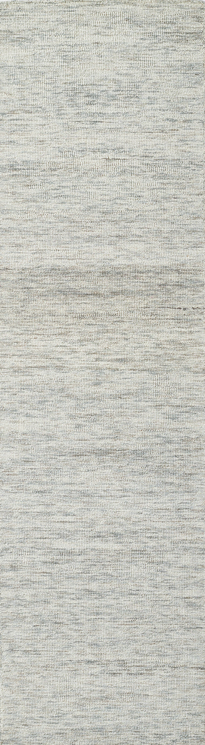Heather gray woven rug texture with speckled pattern; 8' x 10' neutral, soft decor rug for living rooms.