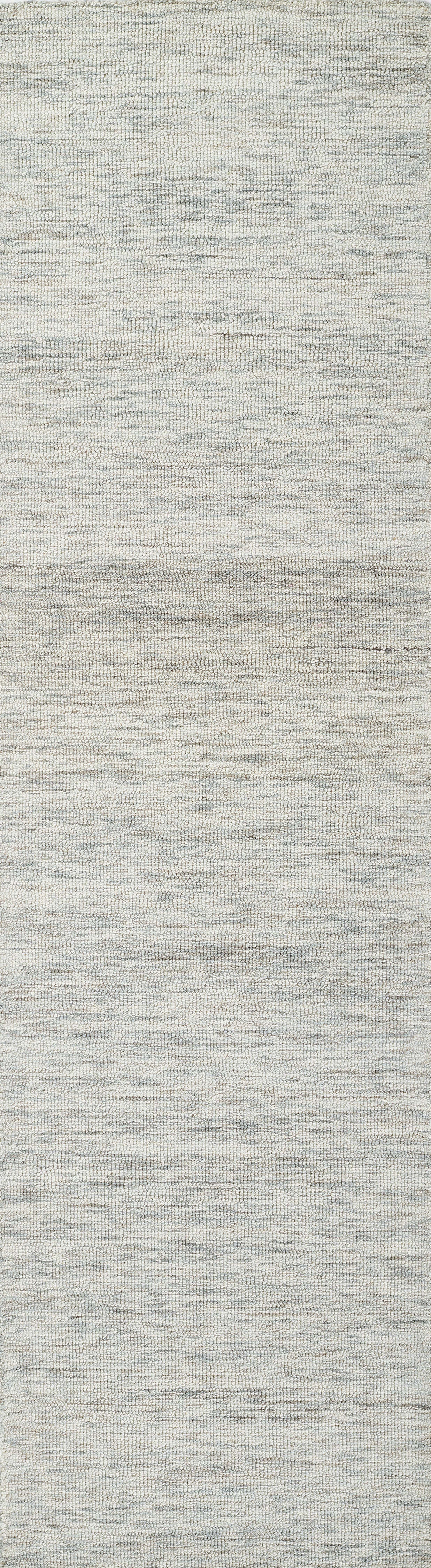 Soft heather gray rug with a subtle horizontal weave and textured surface; 9' x 12'.