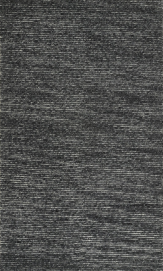 Dark gray textured rug with charcoal and heathered light gray tones, low-pile, rectangular modern area rug.