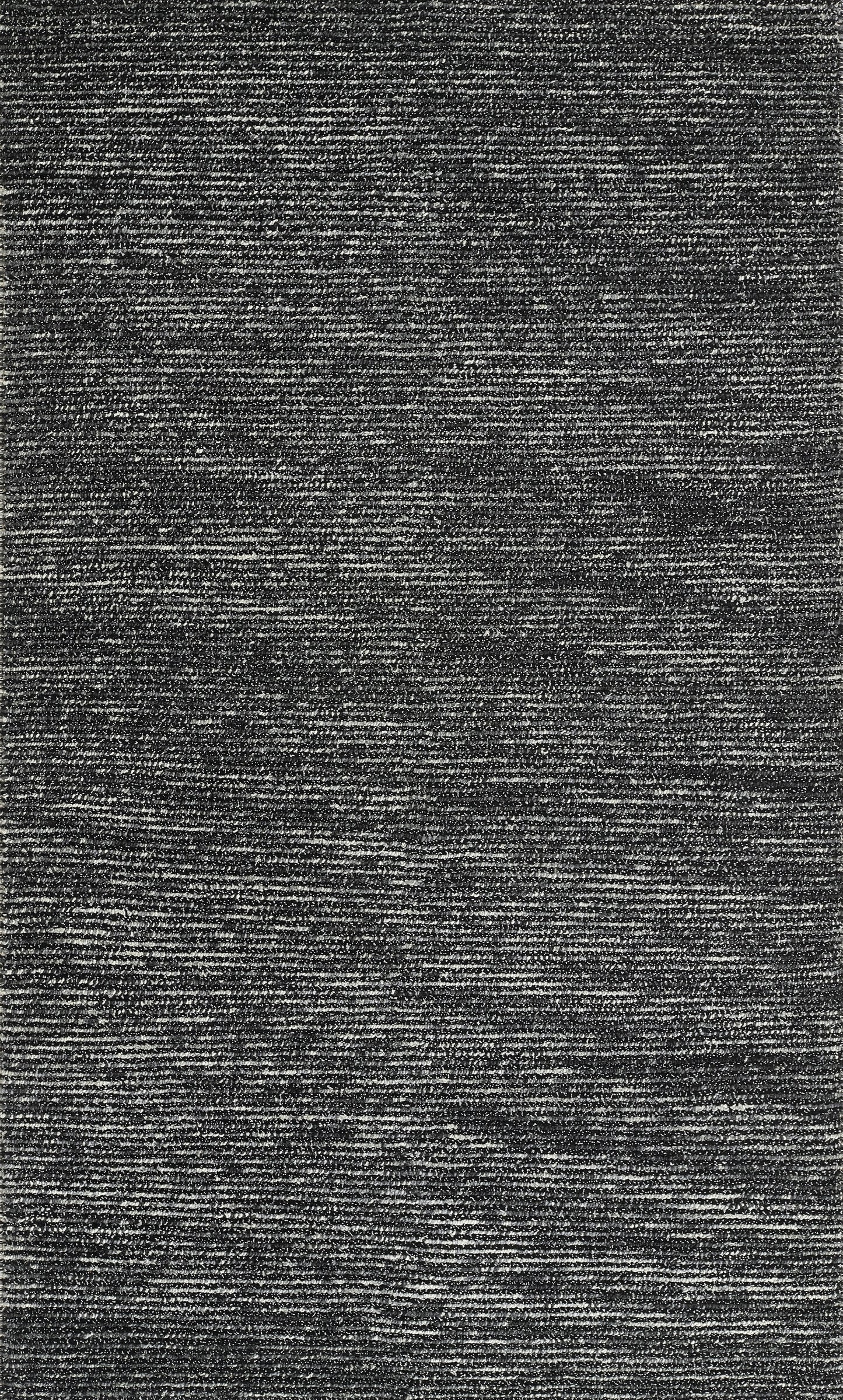 Charcoal gray textured rug with heathered weave; modern floor covering for living spaces.