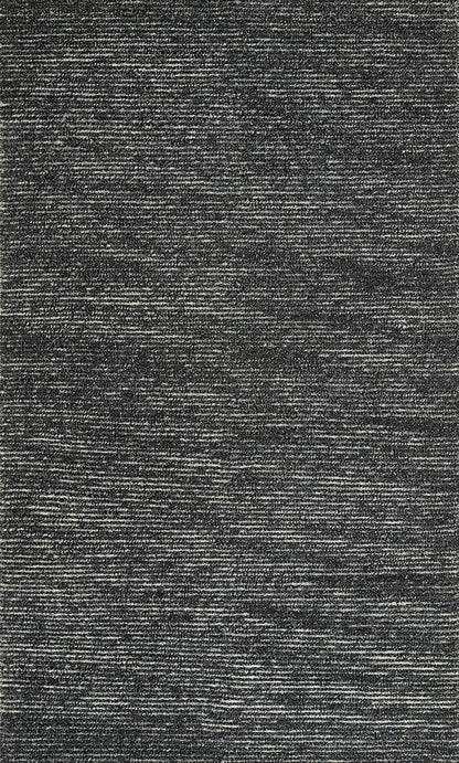 Charcoal gray textured rug with heathered weave; modern floor covering for living spaces.