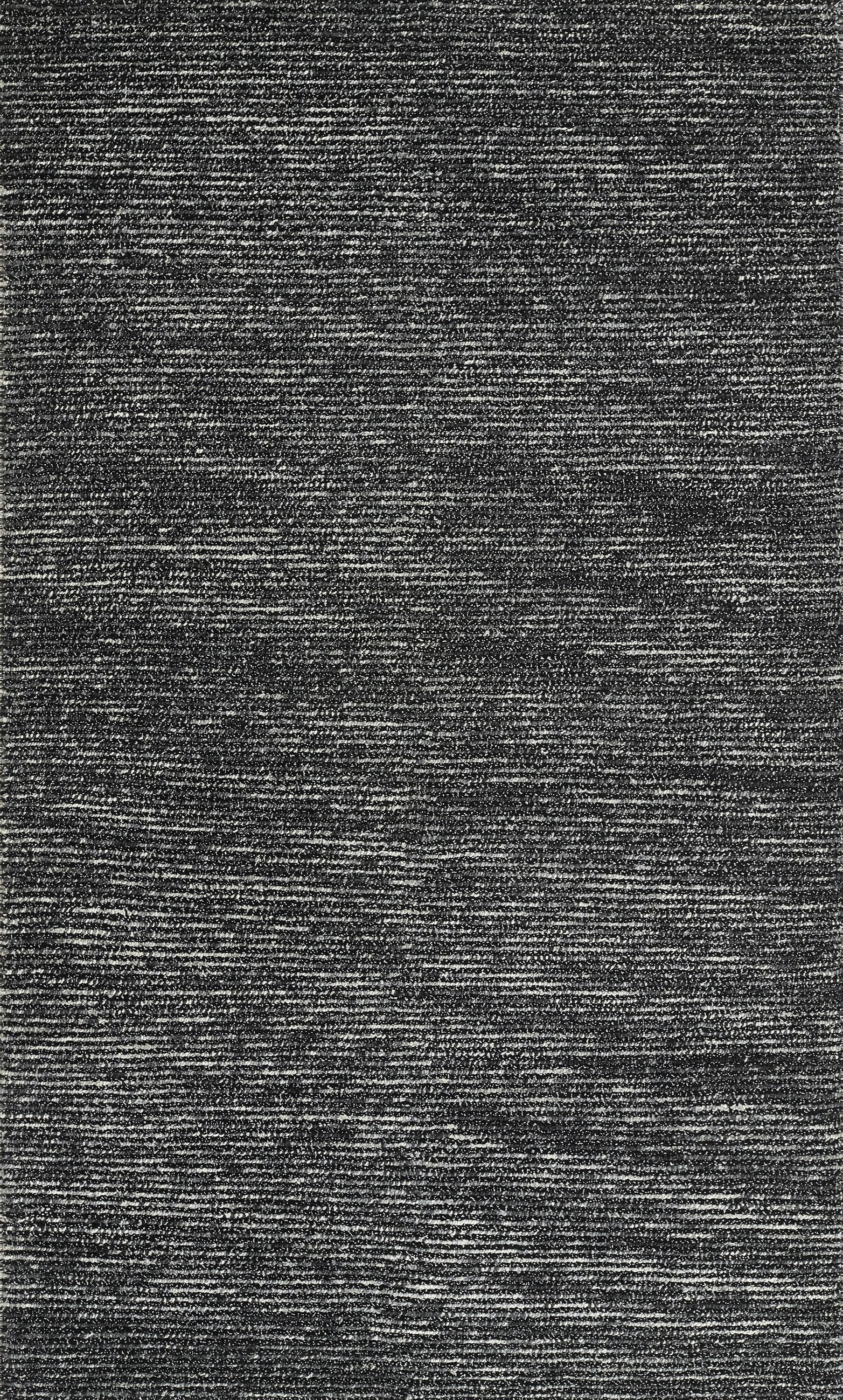 Charcoal gray textured rug with heathered black speckles, low-pile and versatile for living spaces.