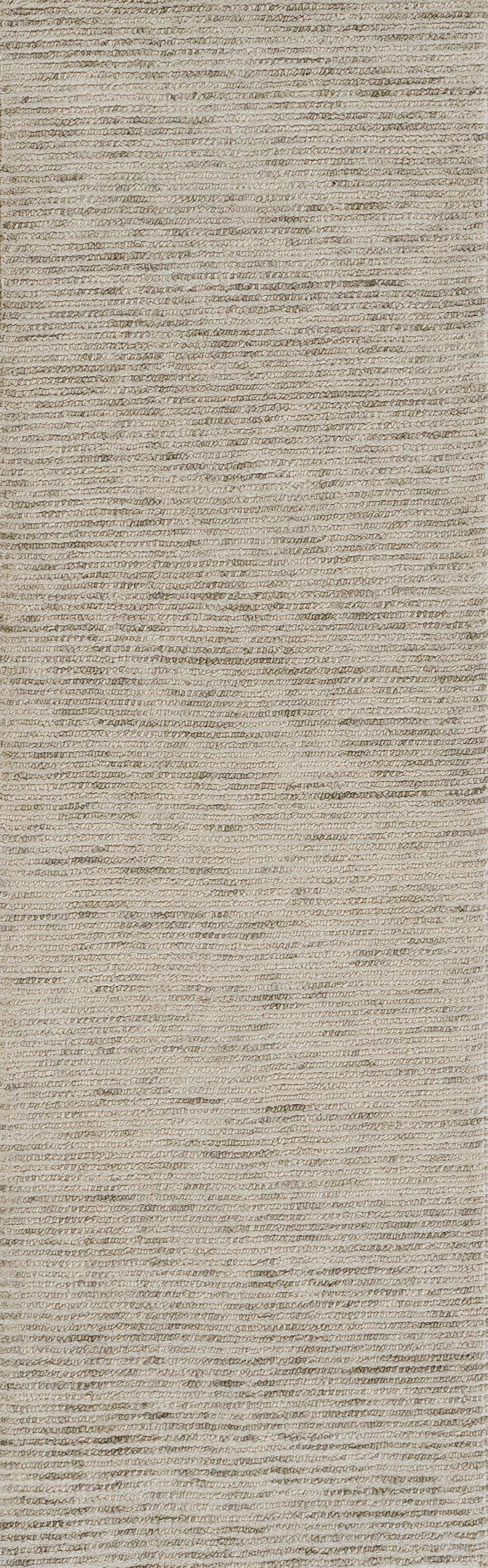 Beige textured area rug with a soft loop-pile and subtle horizontal stripes in oatmeal tones, 2' x 3'.