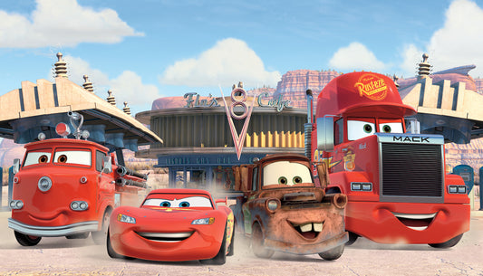 York Wallcoverings RoomMates Cars Friends To The Finish XL Chair Rail Wall Mural Whimsical Licensed Multicolor  Wallpaper - JL1303M