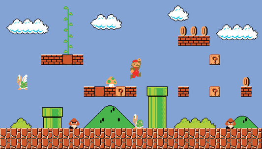 York Wallcoverings RoomMates Super Mario Retro XL Chair Rail Wall Mural Whimsical Licensed Multicolor  Wallpaper - JL1331M