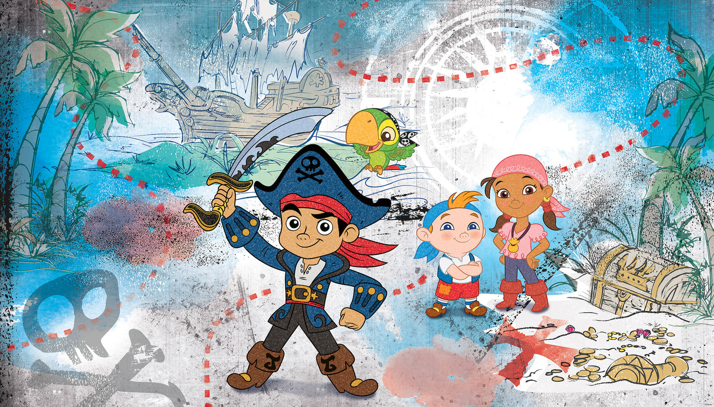 York Wallcoverings RoomMates Captain Jake and The Never Late Pirates XL Chair Rail Wall Mural Whimsical Licensed Multicolor  Wallpaper - JL1387M