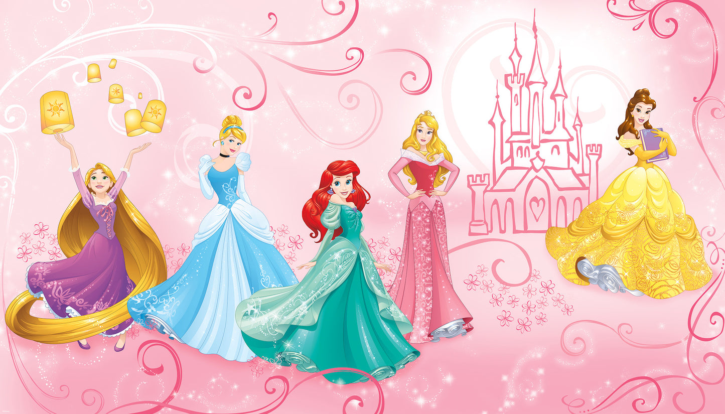 York Wallcoverings RoomMates Disney Princess Enchanted XL Chair Rail Wall Mural Whimsical Licensed Multicolor  Wallpaper - JL1388M