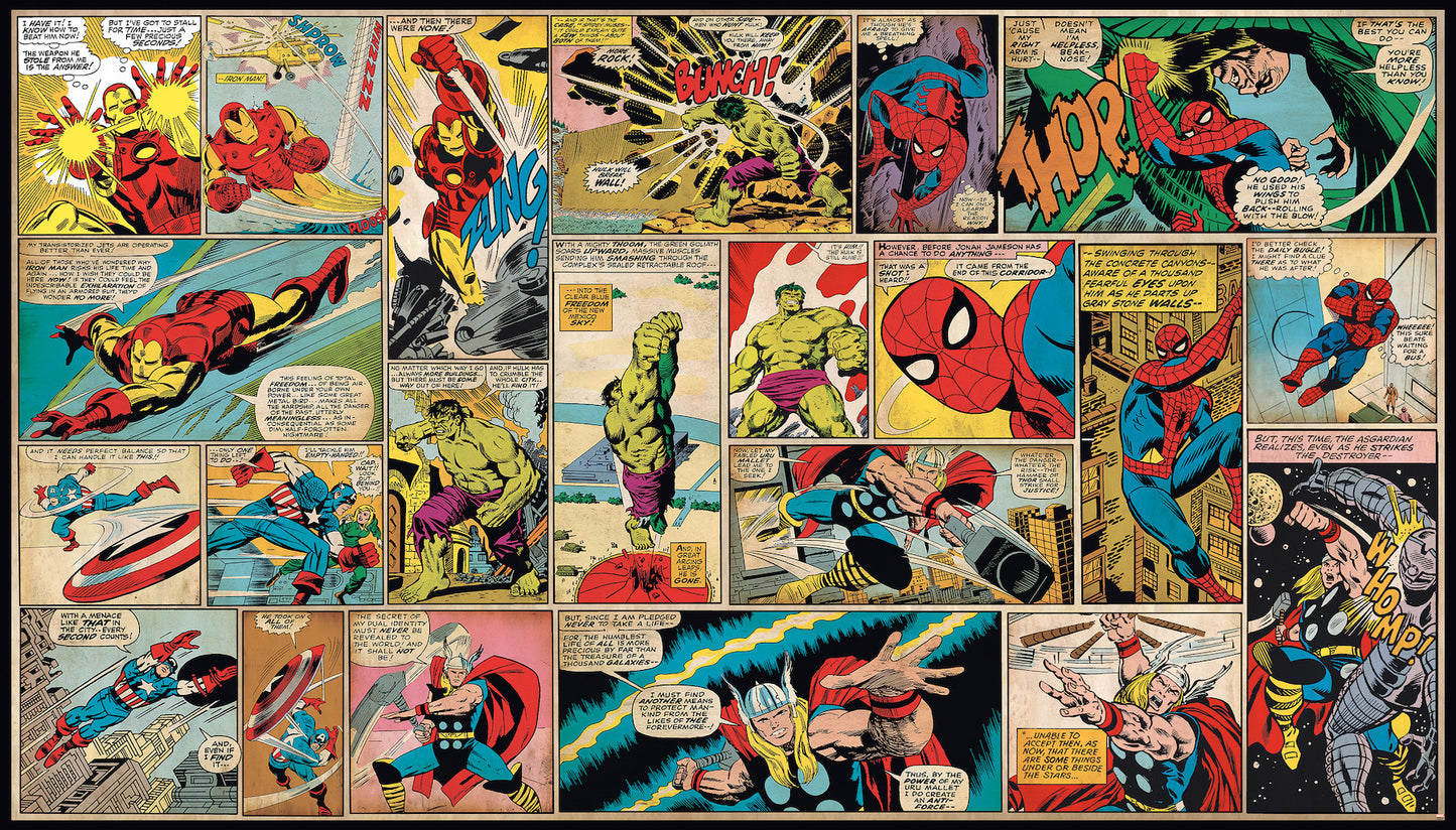 York Wallcoverings RoomMates Marvel Comic Panel XL Chair Rail Wall Mural Kids Licensed Multicolor  Wallpaper - JL1398M