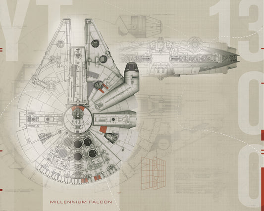 York Wallcoverings RoomMates Star Wars Millennium Falcon Wall Mural Whimsical Licensed Multicolor  Wallpaper - JL1401M