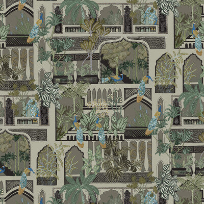 KRAVET COUTURE PEACOCK ARCHES PRINT--ANIMAL/INSECTS-NOVELTY BERGAMOT   - JMW1011.11.0