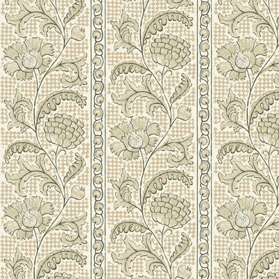 KRAVET COUTURE FLORAL CHECK PRINT--BOTANICAL & FLORAL-STRIPES MUSHROOM   - JMW1028.11.0