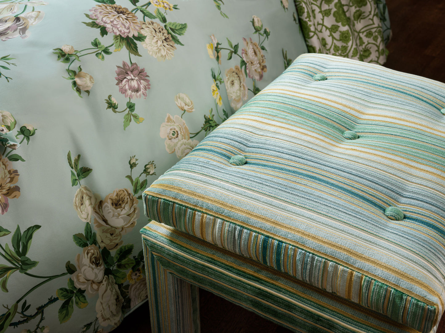 Forest green velvet fabric swatch.