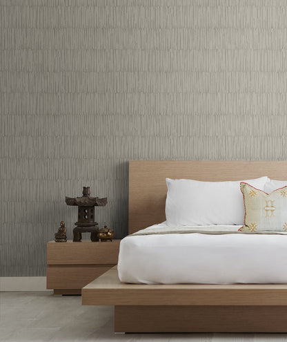 Seabrook Designs Japandi Style Naomi Striped Rustic Grey Matte  - JP10607