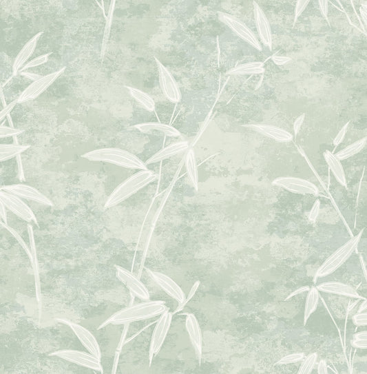 Seabrook Designs Japandi Style Honshu Bamboo Botanical Rustic Green Matte Sidewall - JP10904