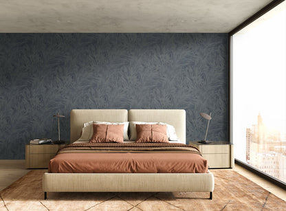 Seabrook Designs Japandi Style Mari Botanical Rustic Blue Matte  - JP11012