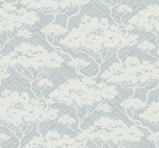 Seabrook Designs Japandi Style Nara Stringcloth Botanical Rustic Blue Matte Sidewall - JP11702